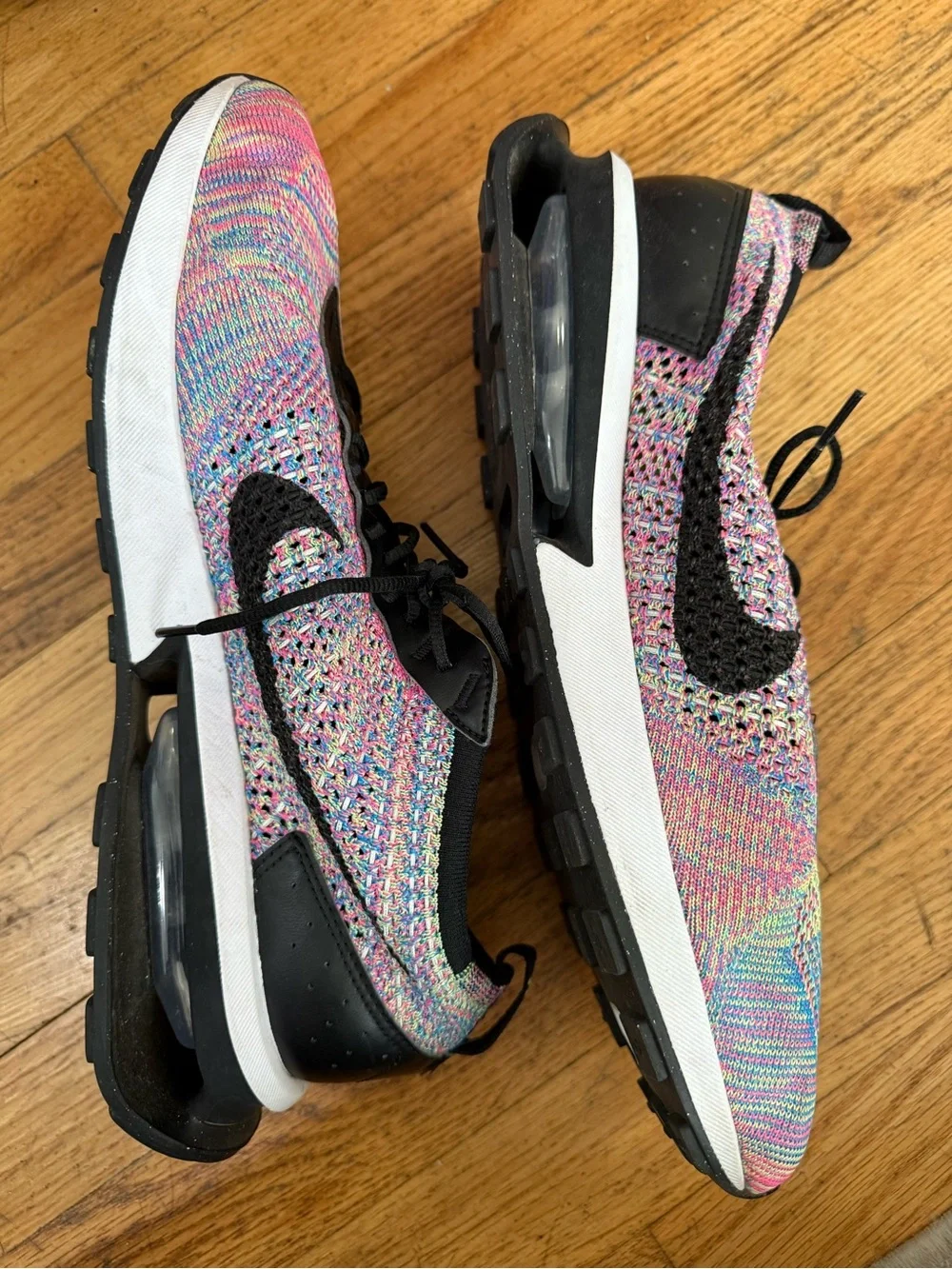 Nike Air Max Flyknit Racer Sneakers Ghost Green Black Pink Mens 11 - Picture 5 of 6